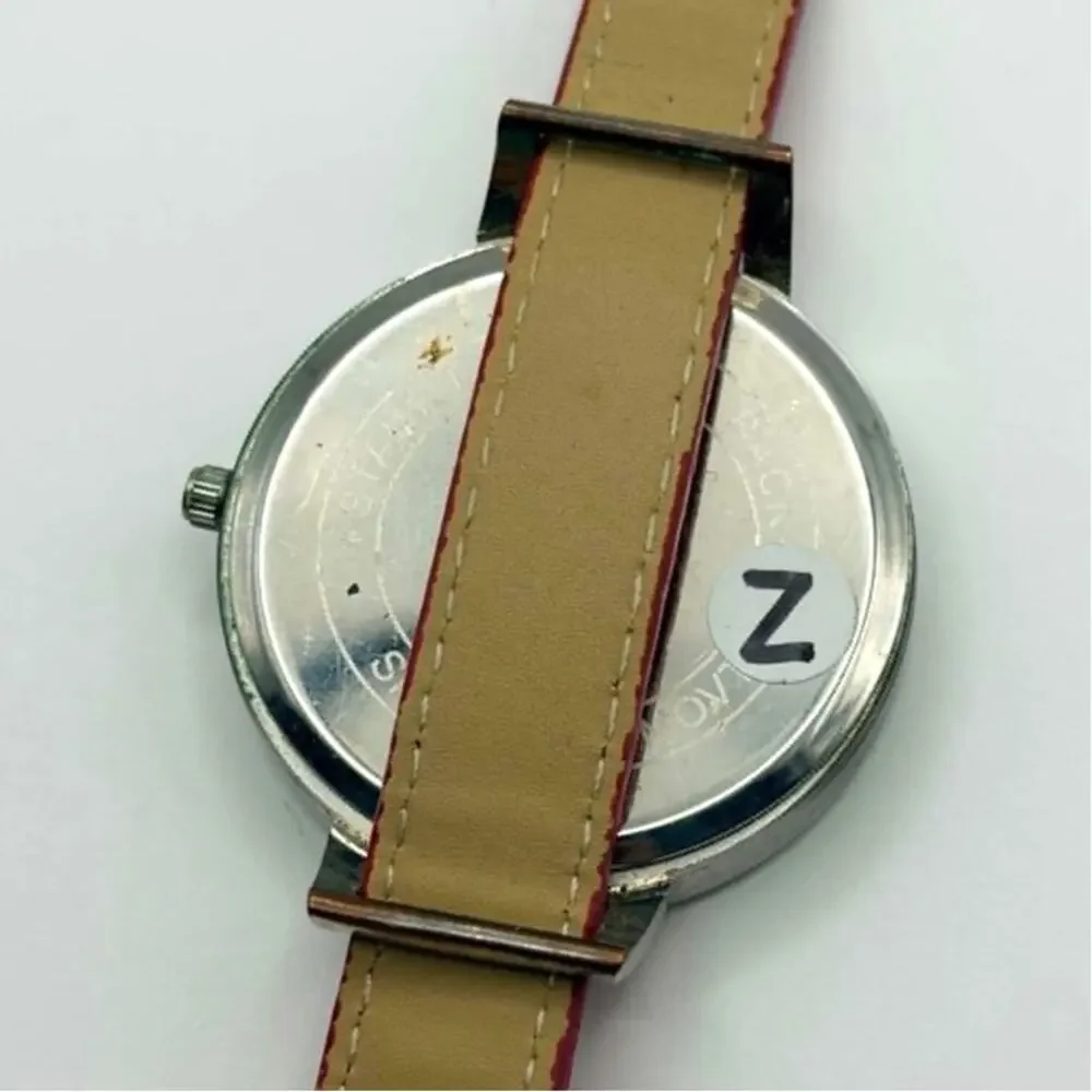 Silver & Red Crystal Watch